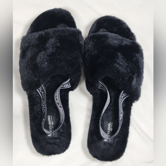 Koolaburra By Ugg Backstrap Fuzzy Sandals Black Size 11 - Picture 4 of 8